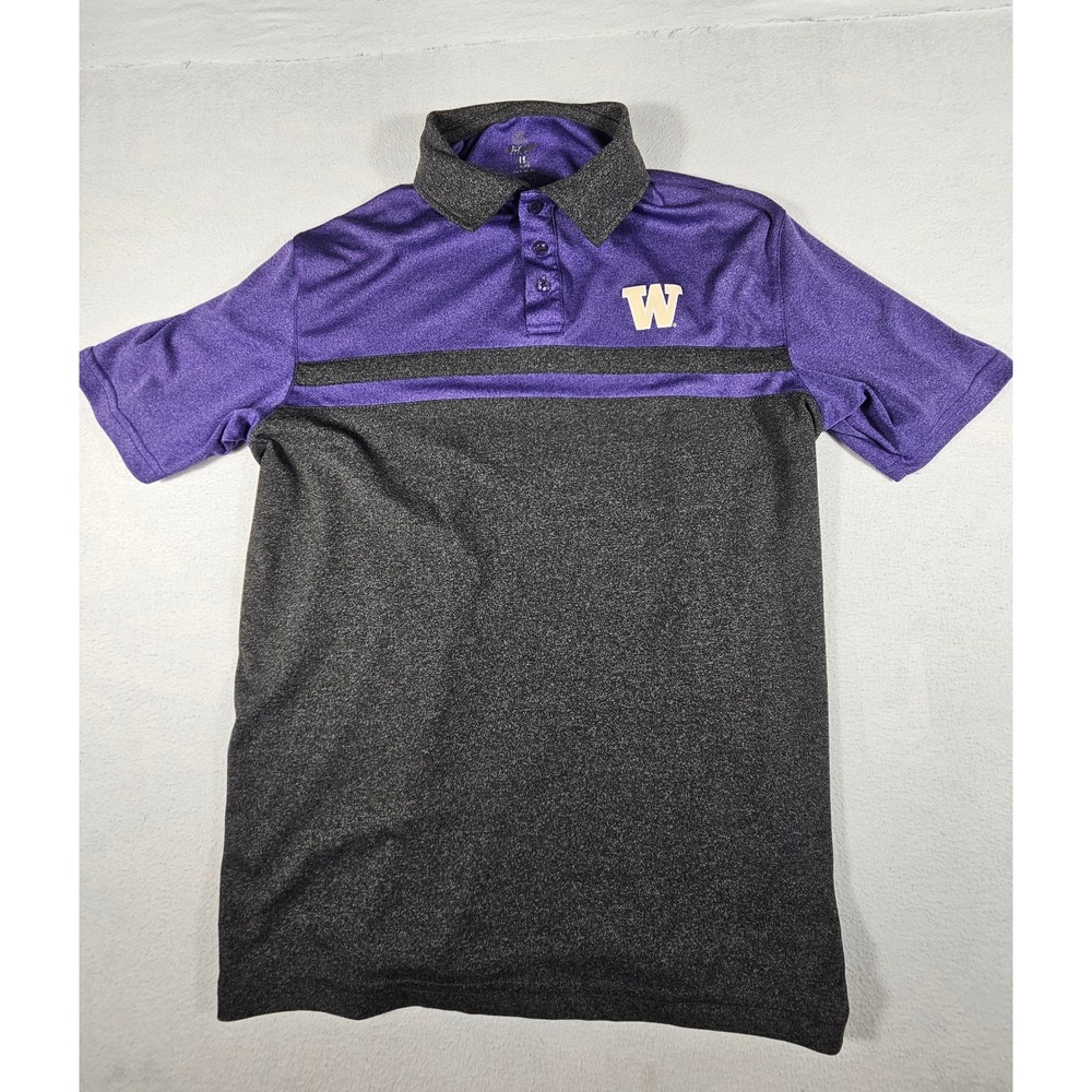 Colosseum Washington Huskies Mens Purple Charcoal Heather Performance Polo M/L